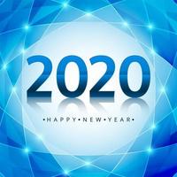 Blue shiny 2020 new year text design vector