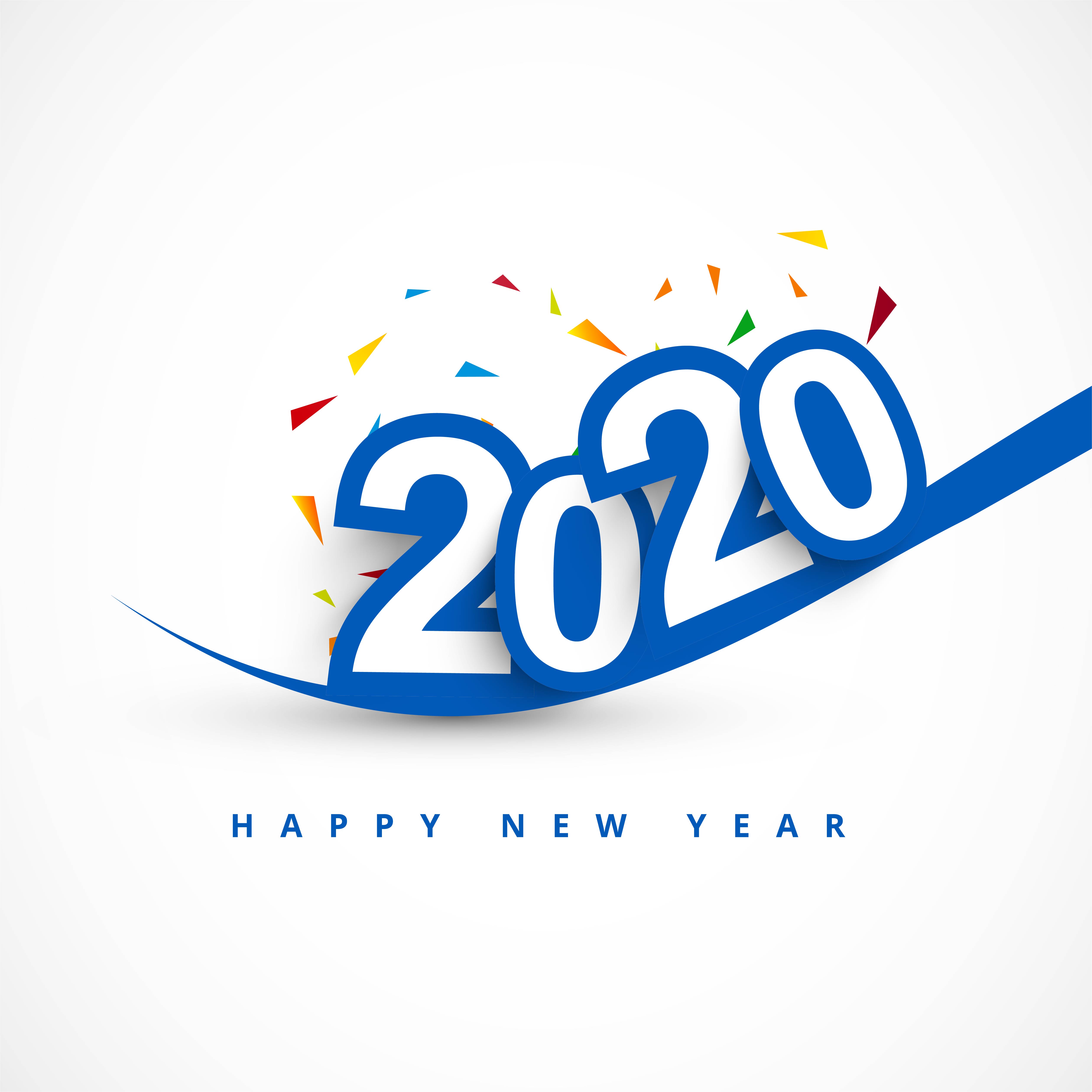 new year creative 2020 text greeting card - download free