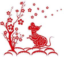 Year of the mouse with tree  vector