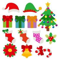 christmas element object holiday cartoon set vector