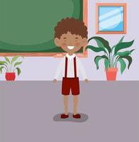 little student boy in the classroom vector