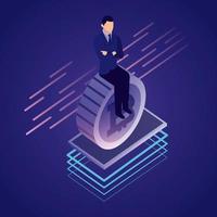 Data network bitcoin businessman vector