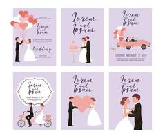 Set of wedding cards vector
