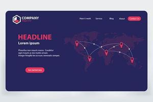 Landing Page World Communication Network vector