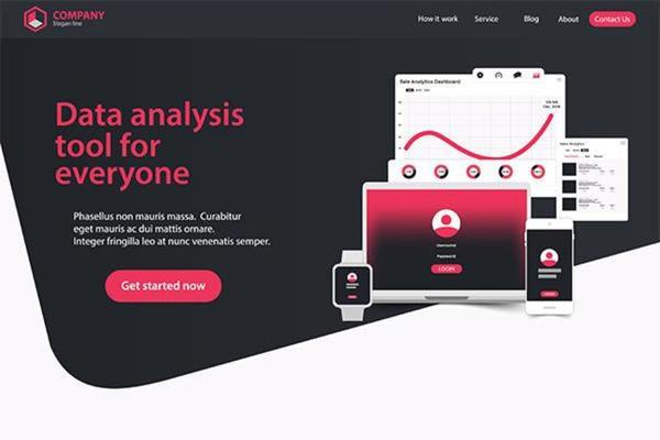 Website Landing Page Design Web Analytics Website Vector Template Design	