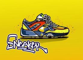 Illustration of sneaker in graffiti vector