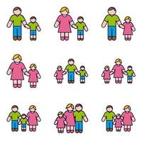 Parents with Children Icon Set  vector