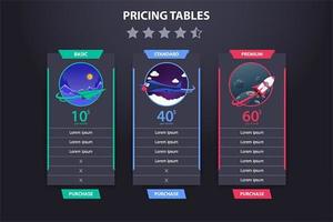 Pricing Table 3 Different Plane Vector Template Dark Concept Design	