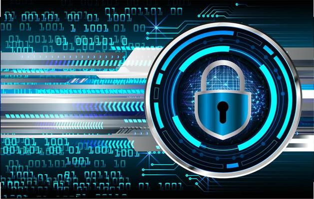 Closed Padlock on digital background, cyber security
