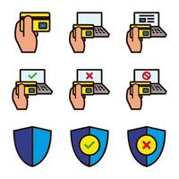 Set of Icons for Online Shopping Security vector