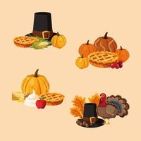 Thanksgiving food elements vector