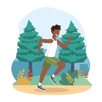 man health exercise and running activity vector