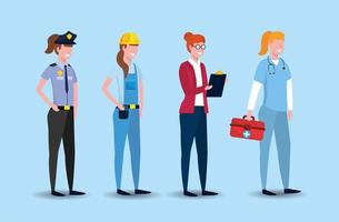 set worker people to labour day celebration vector