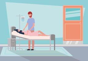 man with pregnant woman in hospital room vector