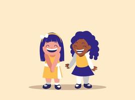 cute little girls avatar character vector