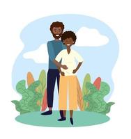 smile woman and man couple pregnant with plants vector