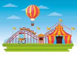 Circo feria festival paisaje cartoon vector