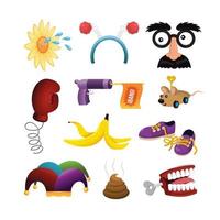 set funny and crazy things to fools day vector