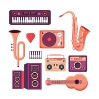 set professional instruments to play in the music festival vector