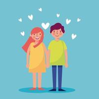 couple holding hands with heart vector