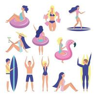 summer time people set vector