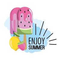 watermelon ice lolly with tropical lemon vector