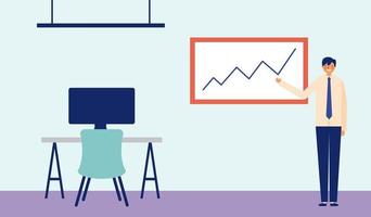 office man pointing at chart vector