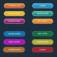 Trendy vector glowing, neon buttons for web design