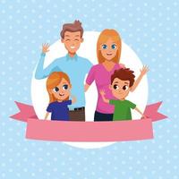 Family parents and kids cartoons vector