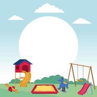 playground set of games with swing sandbox seesaw slide parkscape vector