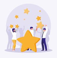 business people celebrating with stars vector