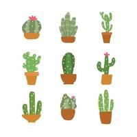 Conjunto de Doodle de cactus vector