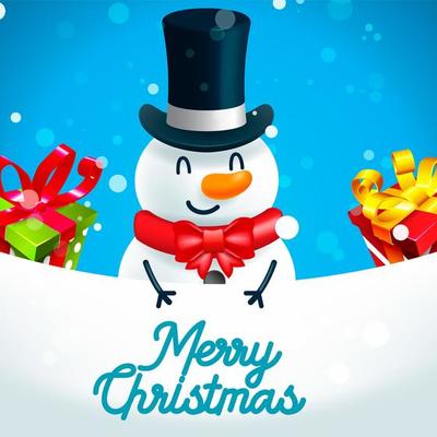 Merry Christmas card with Snowman