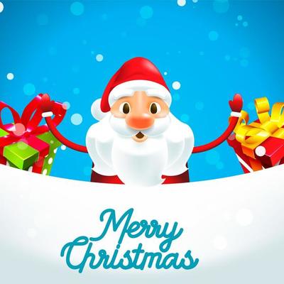 Merry Christmas Santa Claus with gifts