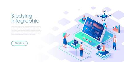 Studying infographic isometric landing page