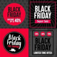 Conjunto de cuatro pancartas de viernes negro. Diferentes ofertas vector