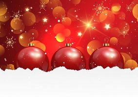 Christmas background with baubles in snow  vector