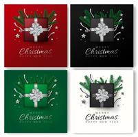 Merry christmas and Happy New Year greeting card set vector