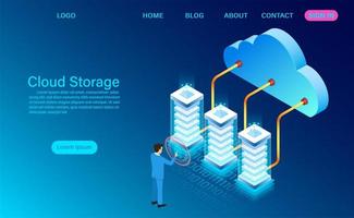Cloud storage technology and networking concept vector