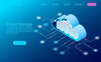 Cloud storage technology and networking concept vector