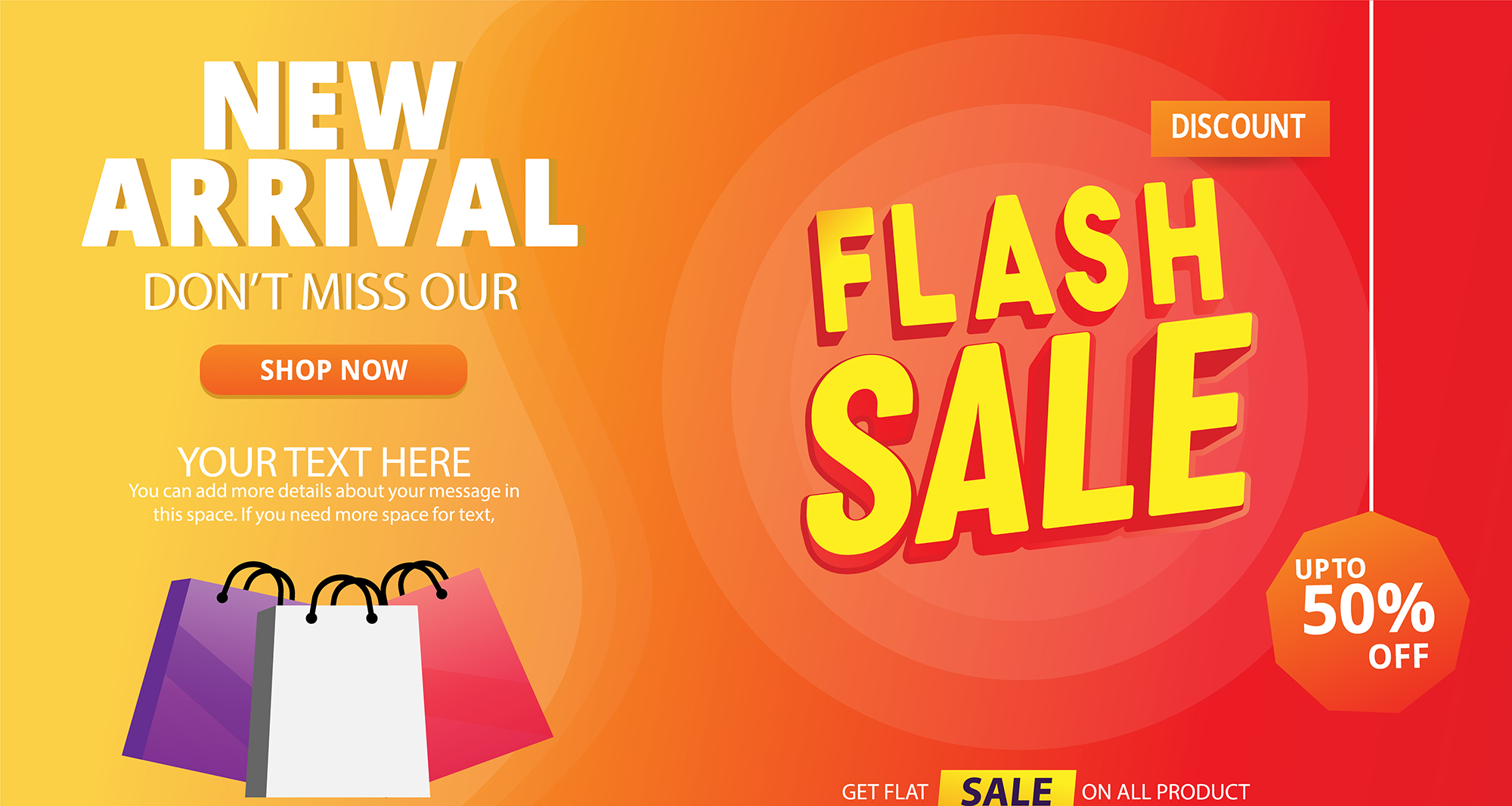 Flash Sale Banner Template With Shopping Bags Download Free