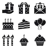 Conjunto de iconos de fiesta de cumpleaños vector