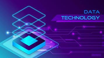 Modern microchip technology on circuit background vector