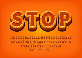 Stop 3d Alphabet game tittle text effect  vector