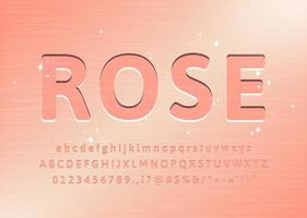 Rose gold alphabet font vector