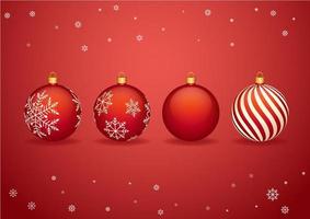 Red Christmas balls with snowflakes for Christmas vector