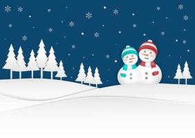 Happy Snowman on Christmas snowfall vector