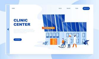 Clinic center landing page template with header vector