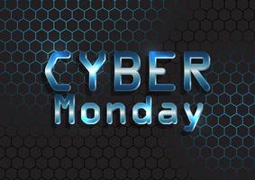 Cyber Monday background with metallic text on hexagonal pattern  vector