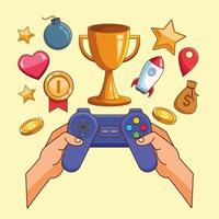 hands using videogames gamepad vector